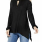 INC International Concepts Women's Teal Cold Shoulder Long Sleeve Scoop Neck Top Black Size X-Large