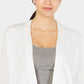 Charter Club Women's Textured Knit Open Cardigan White Size Small