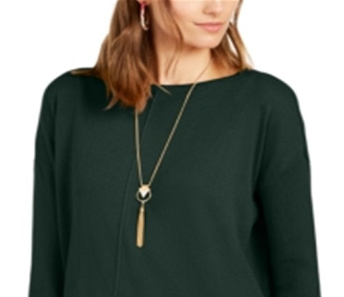 Style & Co Women's Seam-Front Tunic Sweater Green Size X-Small