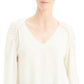 Theory Women's Silk Shirred Shoulder Top White Size Petite