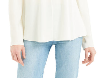 Theory Women's Silk Shirred Shoulder Top White Size Petite