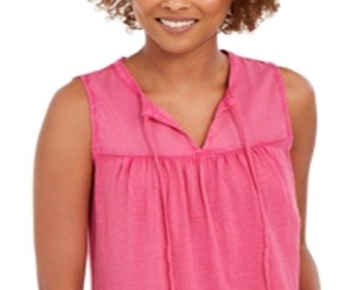 Style & Co Women's  Cotton Sleeveless Peasant Top Pink Size X-Small