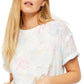 Free People Women's Tie Dye Short Sleeve Crew Neck T-Shirt White Size Large