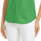 Charter Club Women's  Cotton Pique Sleeveless Shirt Green Size 14