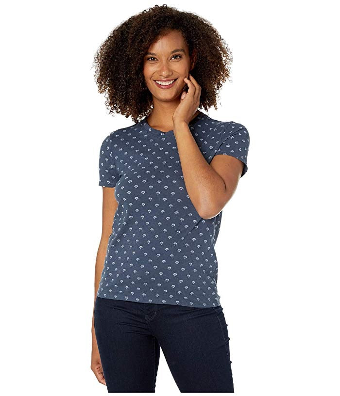 Lucky Brand Women's Floral Crew Neck Graphic T-Shirt Blue Size Large