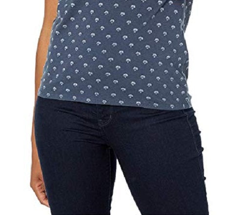 Lucky Brand Women's Floral Crew Neck Graphic T-Shirt Blue Size Large