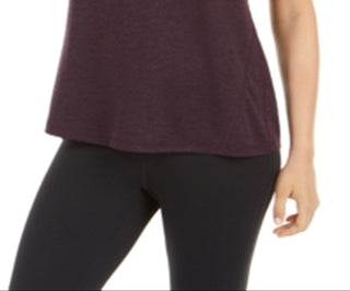 Ideology Women's Essential Heathered V Neck Pullover Top Purple Size Medium