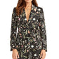 Rachel Roy Women's Stretch Buttoned Floral Wear to Work Blazer Jacket Black Size 4