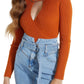 GUESS Women's Long Sleeve Keyhole Top Brown Size Medium