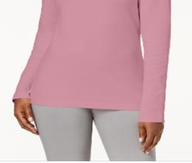 Karen Scott Women's Cotton Mock-Neck Top Pink Size X-Small