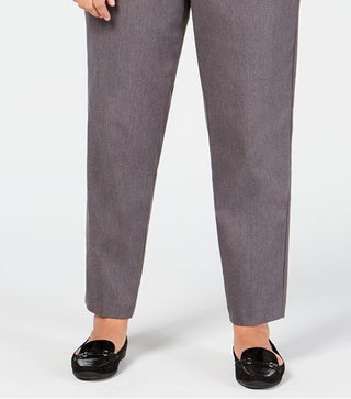 Alfred Dunner Women's Classic Allure Tummy Control Pull on Short Length Pants Gray Size 24W