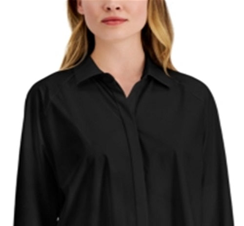 Alfani Women's Long Sleeve Collared Top Black Size Large