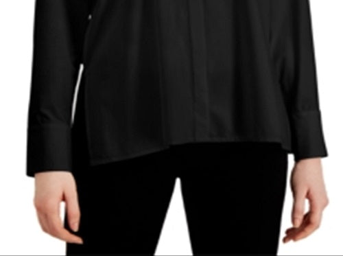 Alfani Women's Long Sleeve Collared Top Black Size Large