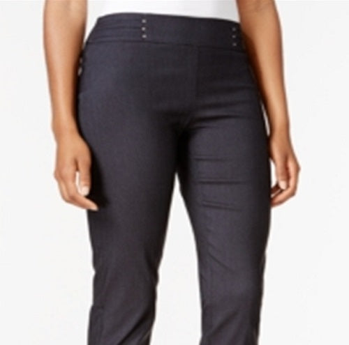 JM Collection Women's Studded Pull on Pants Navy Size Petite L
