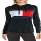 Tommy Hilfiger Women's Fitness Colorblock Hoodie Black Size X-Large