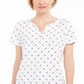 Karen Scott Women's Bee Print Henley T-Shirt White Size Large