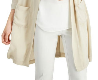 Alfani Women's Woven Open Front Cardigan Brown Size XX-Large