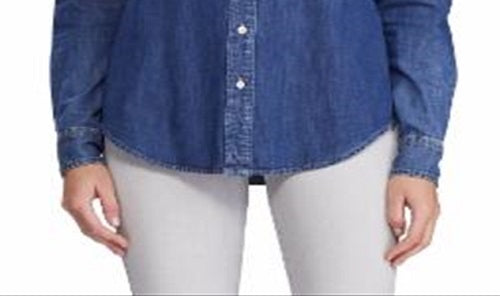 Ralph Lauren Women's Collared Denim Shirt Blue Size Small