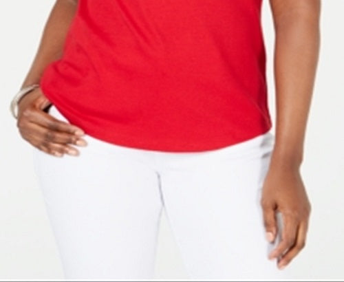 Karen Scott Women's Cotton Polo Top Red Size Small