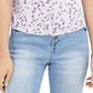 INC International Concepts Women's Tie Floral Short Sleeve V Neck Wrap Top Purple Size X-Large