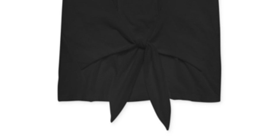 Inc International Concepts Women's Top Black Small Tie-Front T-Shirt Short Sleeve Solid Size S