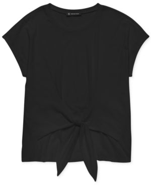 Inc International Concepts Women's Top Black Small Tie-Front T-Shirt Short Sleeve Solid Size S