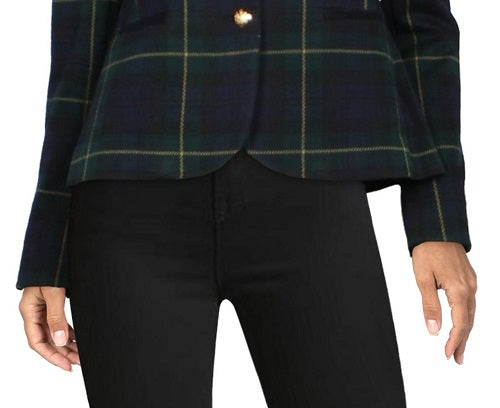 Ralph Lauren Women's Plaid Jacquard Blazer Black Size Petite Medium