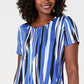 JM Collection Women's Printed Scoop Neck Top Blue Size Small