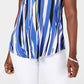 JM Collection Women's Printed Scoop Neck Top Blue Size Small