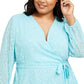 Charter Club Women's Plus Textured Wrap Blouse Blue Size 1X