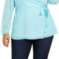 Charter Club Women's Plus Textured Wrap Blouse Blue Size 1X