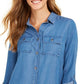 Charter Club Women's Denim Utility Shirt Blue Size XX-Large