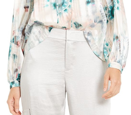 INC International Concepts Women's Tie Dye Metallic Peasant Top White Size X-Small