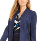 Calvin Klein Women's Faux Suede Open Front Topper Jacket Blue Size 16