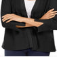 JM Collection Women's Mixed Ribbed Split Sleeve Cardigan Black Size Small
