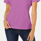 Karen Scott Women's Short Sleeve Scoop Neck Top Purple Size Large