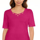 Karen Scott Women's Cotton Keyhole Top Pink Size X-Large