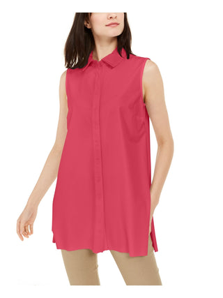 Alfani Women's Button Down Sleeveless Button Down Top Red Size X-Large