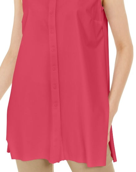 Alfani Women's Button Down Sleeveless Button Down Top Red Size X-Large