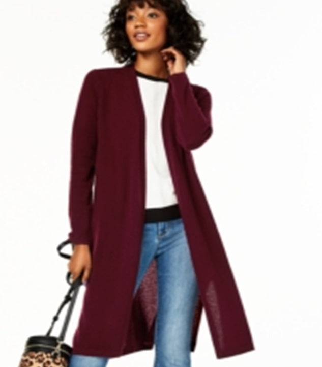 Charter Club Women's Pure Cashmere Duster Cardigan Red Size X-Small
