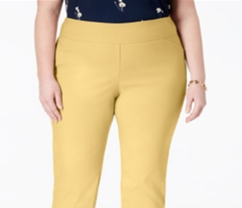 Charter Club Women's Cambridge Tummy Control Pull on Pants Yellow Size 20W