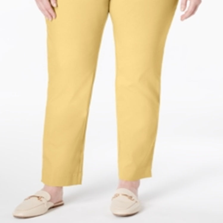 Charter Club Women's Cambridge Tummy Control Pull on Pants Yellow Size 20W