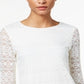 Charter Club Women's 3/4 Sleeve Lace Top White Size XX-Large