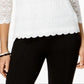 Charter Club Women's 3/4 Sleeve Lace Top White Size XX-Large