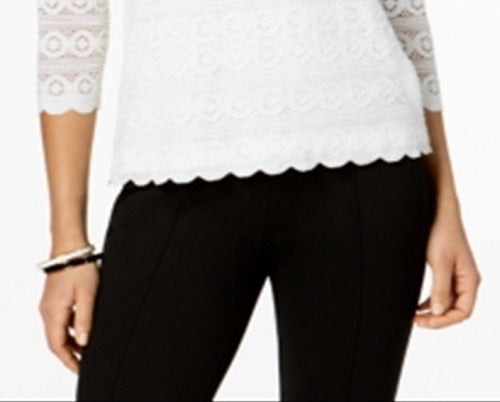Charter Club Women's 3/4 Sleeve Lace Top White Size XX-Large