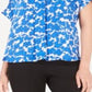 Alfani Women's Printed Short Sleeve Blouse Blue Size Petite S