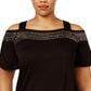 Belldini Women's Plus Cold Shoulder Top Black Size 3X
