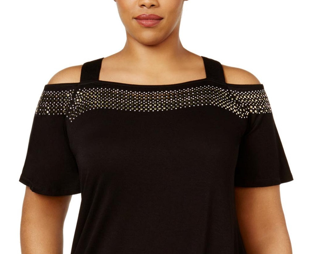 Belldini Women's Plus Cold Shoulder Top Black Size 3X