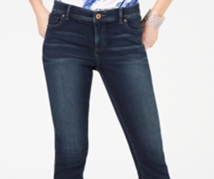 INC International Concepts Women's Finity Stretch Cropped Jeans Blue Size 12