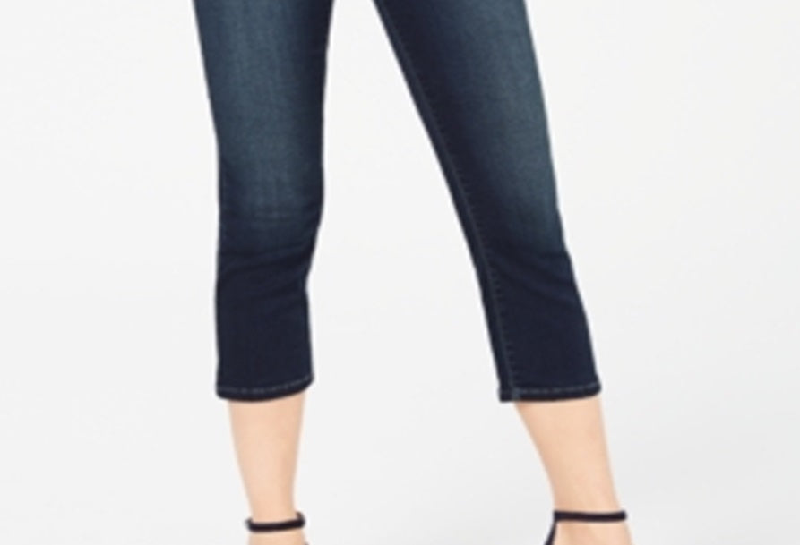 INC International Concepts Women's Finity Stretch Cropped Jeans Blue Size 12